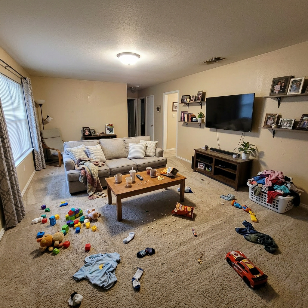 Living room before cleaning