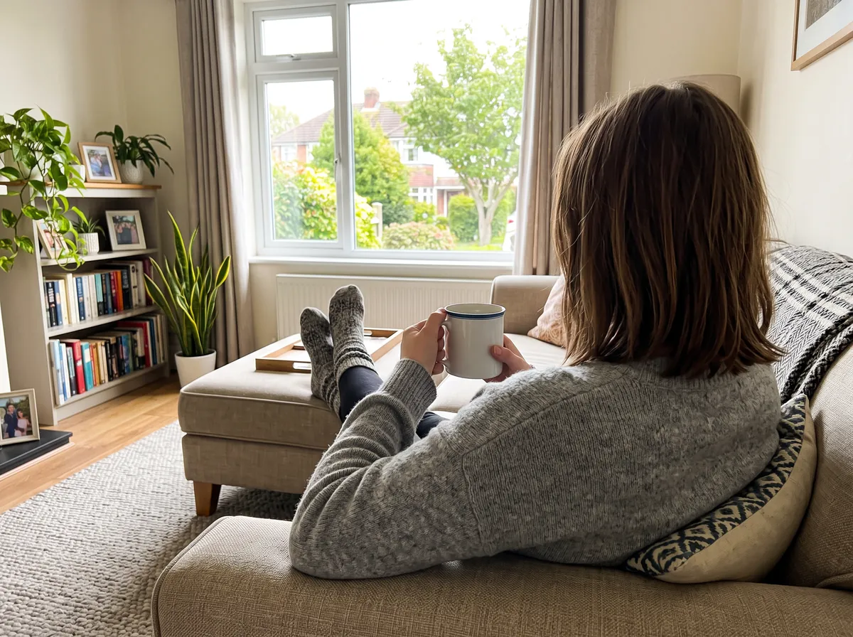 Person relaxing in a freshly cleaned home